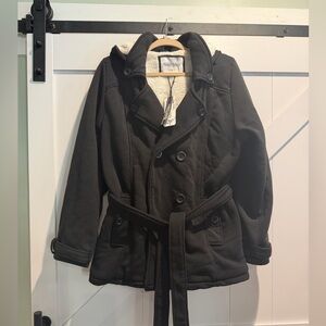 Forever 21 Black Pea Coat with Belt